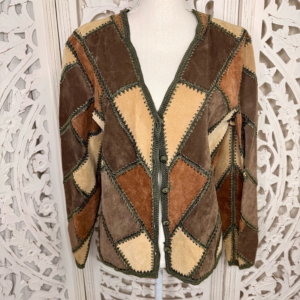 Vintage Brown Leather Patchwork Jacket - image 2